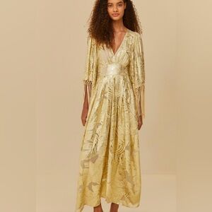 FARM Rio Gold Long Fringe Dress